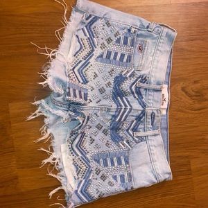 Hollister jean shorts size 3/26 waist with gem design